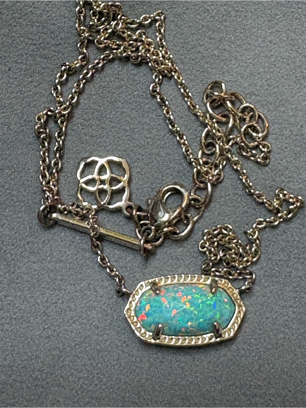 Kendra Scott Silver blue Opal elise Necklace
